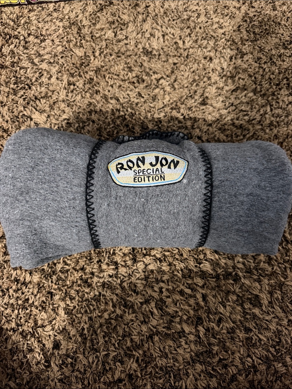 Ron Jon Gray Throw Blanket with 'Special Edition' Patch